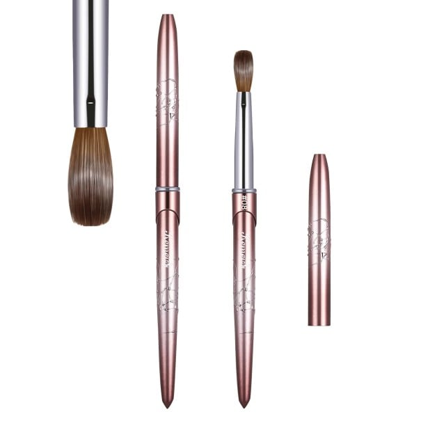 Pincel redondo de acrílico para unhas 6,4 mm 17 cm Comprimento das cerdas 18,8 mm Pincel de modelagem profissional com tampa para unhas de acrílico 1