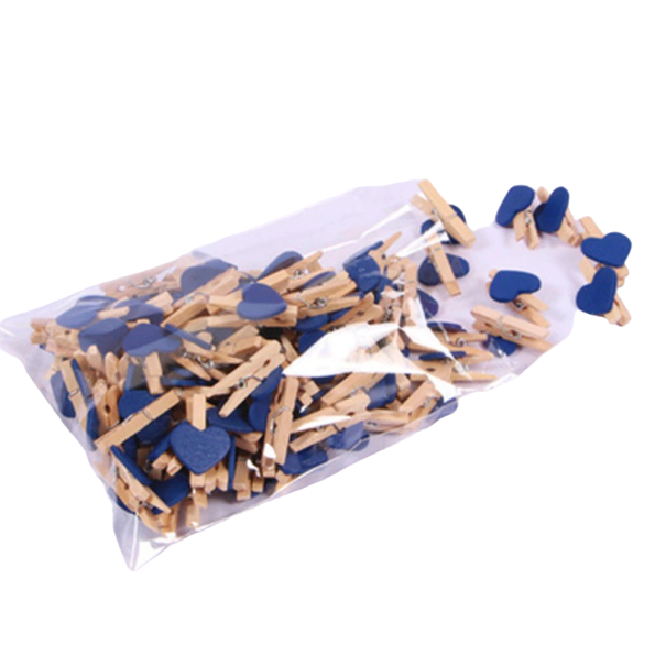 Pinces à linge en forme de cœur 50 pcs bleu