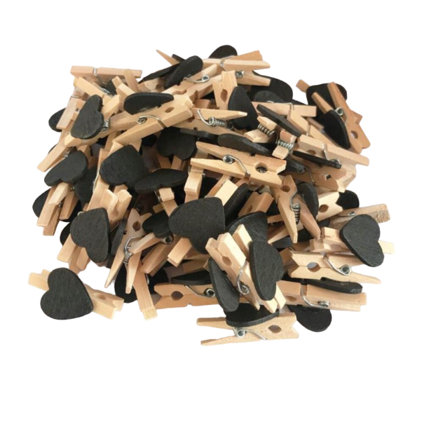 Pinces à linge en forme de cœur 50 pcs noir