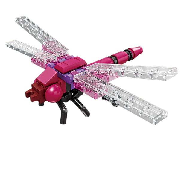 Pink Dragonfly Construction Set 35 Pieces Folding Insect Model Transparent Wings Creative Building Set For Fun Assembly and Decorative Display 1