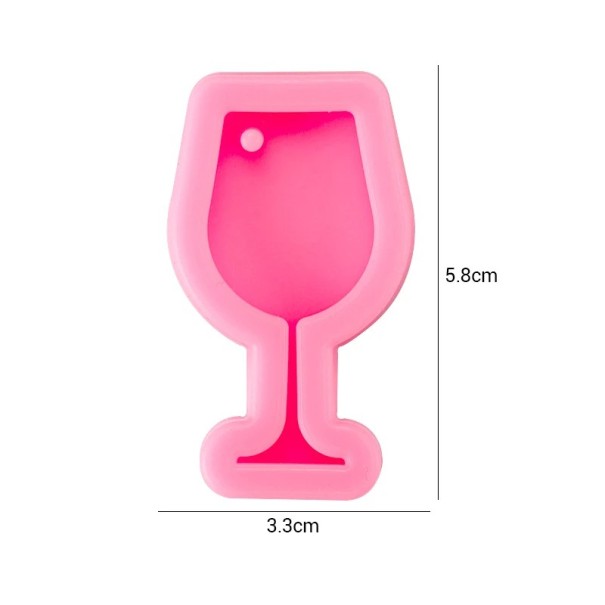 Pink Silicone Resin Mould 5.8 × 3.3 cm Wine Glass Shape Silicone Mould for Charms 1