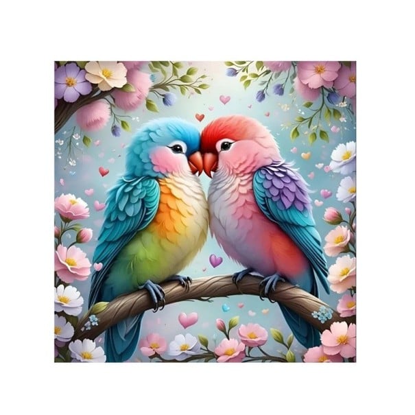 Pintura de diamante 5D de 30 x 30 cm con diseño de loros en una rama, mosaico de diamantes de imitación cuadrados, decoración de flores, imagen 1