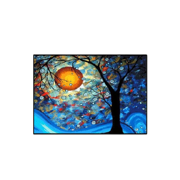 Pintura de diamante 5D DIY, 30 x 40 cm, árbol y cielo estrellado, paisaje abstracto, diamantes de imitación redondos, cobertura total, mosaico, punto 1