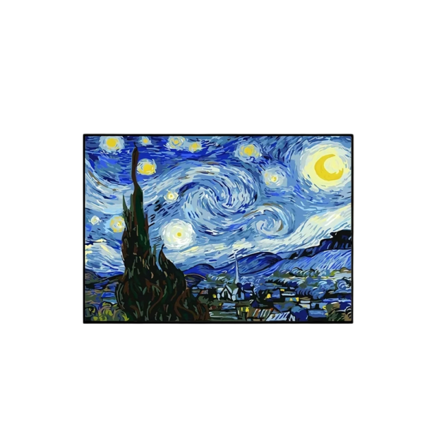 Pintura de diamante 5D DIY, 30 x 40 cm, Noche estrellada, Van Gogh, reproducción artística, diamantes de imitación redondos, cobertura total, punto de cruz, decoración, regalo 1