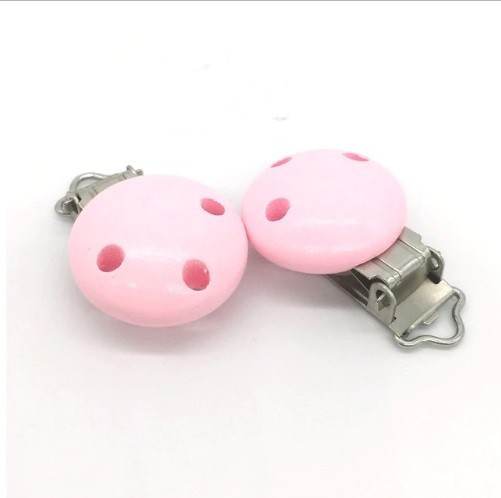 Pinza para chupete de madera J3143 rosa