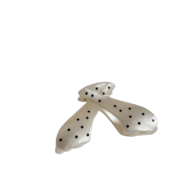 Pinza para el cabello con lunares 9,2 x 5 cm Horquilla decorativa para mujeres Pinza decorativa elegante sujeción firme accesorio de cabello estiloso blanco
