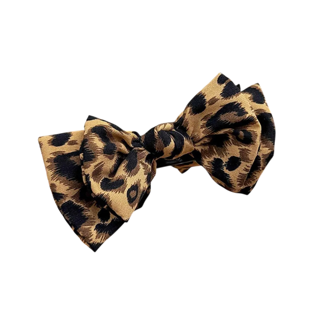 Pinza para el cabello de mujer con lazo 13 cm Patrón de leopardo Clip para el cabello elegante complemento para moño y coleta 1