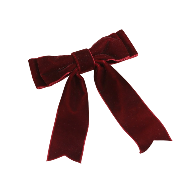 Pinza para el pelo con doble lazo de terciopelo de 12 cm. Elegante pinza para el pelo. Accesorio de moda. Bonito lazo. Decoración elegante para mujeres y niñas. burdeos