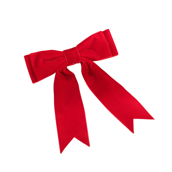 Pinza para el pelo con doble lazo de terciopelo de 12 cm. Elegante pinza para el pelo. Accesorio de moda. Bonito lazo. Decoración elegante para mujeres y niñas. rojo