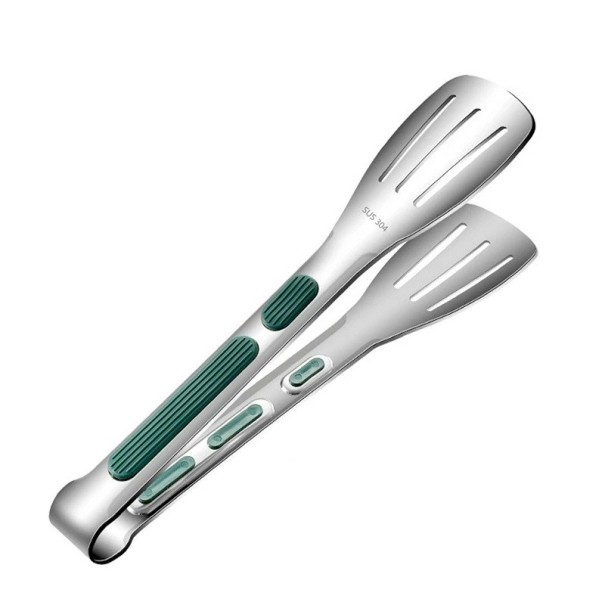 Pinzas antideslizantes para alimentos de 23,5 x 4,5 cm, de acero inoxidable, para carne, ensalada y repostería, para parrilla, para servir y cocinar 1