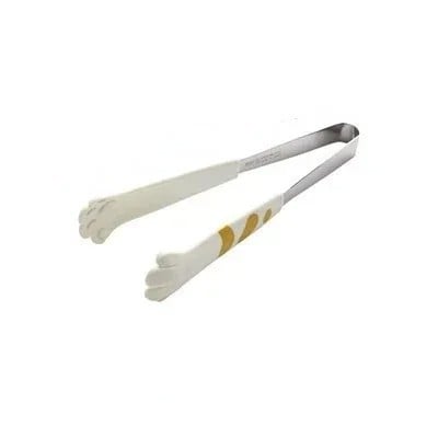 Pinzas de cocina con patas de colores de 18 cm, pinzas para servir de acero inoxidable, pinzas medianas con patas, utensilios de cocina blanco