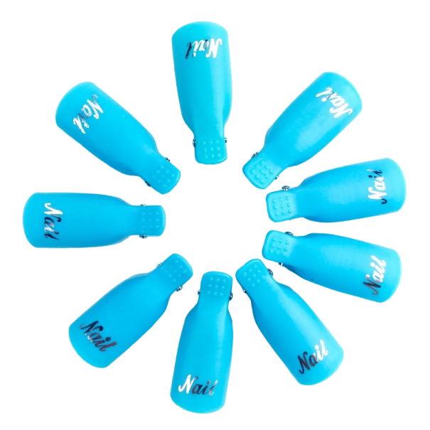 Pinzas de plástico de colores para quitar esmalte de gel UV, herramienta para quitar uñas artificiales, 10 unidades azul