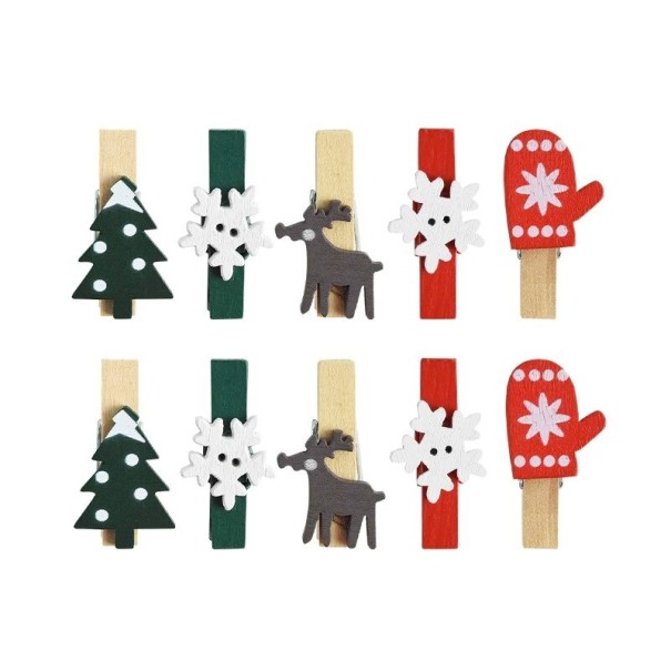 Pinzas decorativas navideñas 10 uds. 1