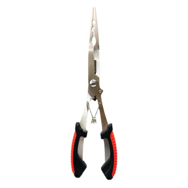 Pinze da pesca in acciaio inox per rimuovere ami 21,5 × 6 cm Pinze rigide per ami Resistenti alla corrosione Manico ergonomico Rilascio sicuro dei pesci rosso