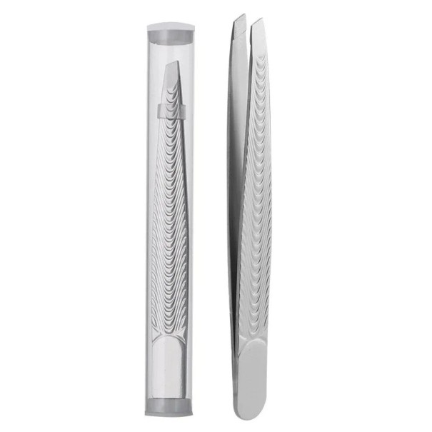 Pinzette professionale per sopracciglia 9,6 x 1 cm Pinzette in acciaio inox per ciglia e baffi Strumento cosmetico per donne e uomini Estirpatore di peli per il viso argento