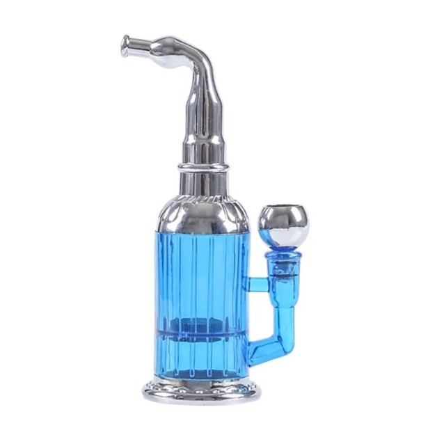 Pipa portátil com função de filtragem altura cerca de 15 cm metal plástico construção compacta para filtragem de fumo de tabaco azul
