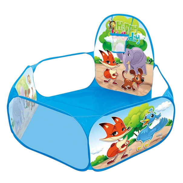 Piscină 1,2 m cu coș cu motiv de vulpe Cort pentru copii Țarc de joacă din PVC Jucărie de interior și exterior Piscină cu bile Montessori Fără bile 1