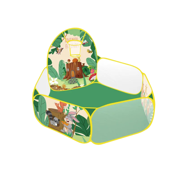 Piscina 1,2 m sem bolas com cesto Animais da floresta Tenda interior Parque infantil em PVC Poço de bolas Brinquedo exterior para crianças Espaço Montessori 1