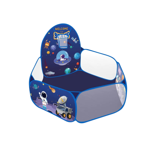 Piscina infantil azul escura 1,2 m sem bolas com cesto PVC tenda Cercado para crianças Tema espacial Área de bolas Brinquedo para interiores e exteriores 1