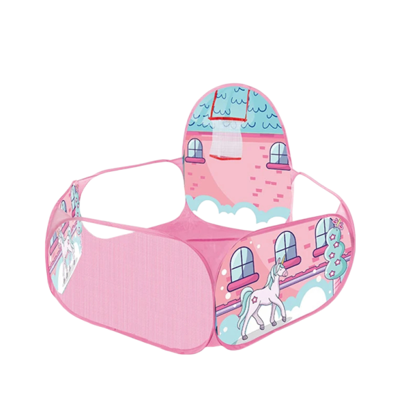 Piscina infantil rosa 1,2 m sem bolas com cesto brinquedo PVC Oceano Interior Área de bolas Tenda Cercado Unicórnio Parque para crianças em casa e ao ar livre 1
