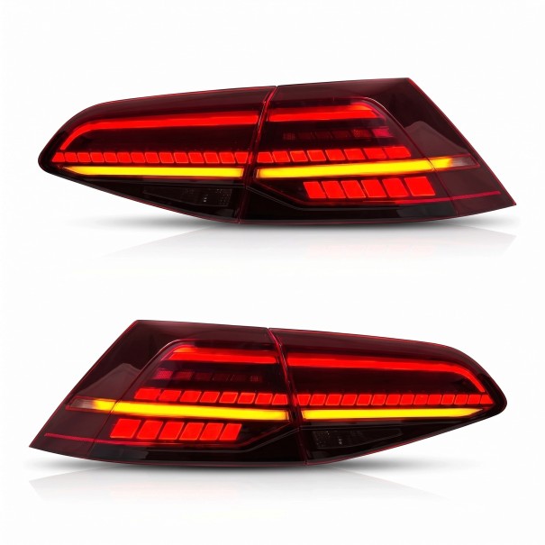 Πίσω φώτα με δυναμικό φλας, σετ 4 τεμαχίων, LED plug and play, καπνιστό κόκκινο, για VW Golf 7 και Golf 7.5 hatchback 2013–2020 1
