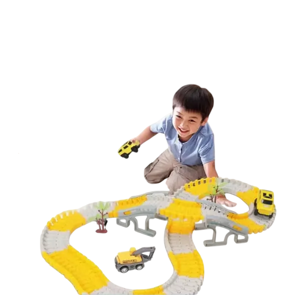 Pista de carros infantil desmontável 137 peças Pista de plástico para crianças Pista de carros dobrável com acessórios Jogo divertido para crianças 1