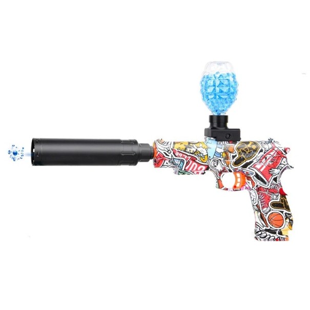 Pistol cu bile cu gel pentru copii electric Jucărie automată cu muniție cu gel sigur pentru reviste Ochelari de protecție Action Fun roșu