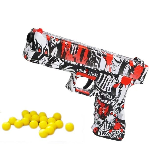 Pistola de airsoft infantil vermelha com 500 bolas macias Brinquedo seguro para crianças Arma de airsoft com projéteis macios Pistola infantil 1