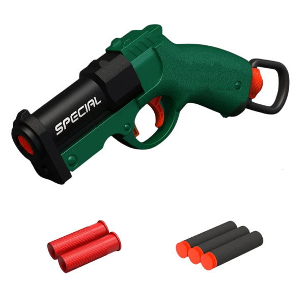 Pistola de Airsoft para Crianças 21 cm Brinquedo de Plástico para Rapazes 3 Munições Macias 2 Projetéis Tiro Seguro Brincadeira Divertida verde