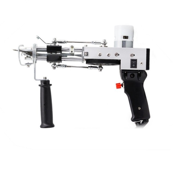Pistola de bordar eléctrica Pistola para hacer mechones de alfombras Máquina flocadora eléctrica para tejer alfombras Pistola flocadora con longitud de pelo ajustable 10 - 19 mm negro