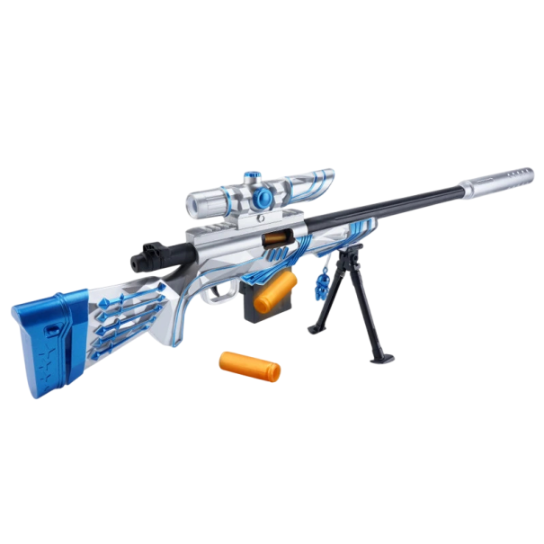 Pistola de francotirador infantil M24 de aproximadamente 109 cm Juguete de francotirador de plástico para jugar Gran juguete de acción para niños Juego de aventuras al aire libre y en casa azul