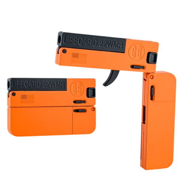 Pistolet d'enfant pliable avec munitions 11,5 x 11 cm déplié 8,5 x 1,3 x 5,5 cm plié Jouet en plastique orange pour enfants à l'intérieur 1