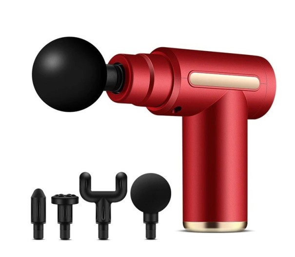 Pistolet de massage mini avec accessoires rouge