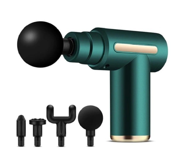 Pistolet de massage mini avec accessoires vert foncé