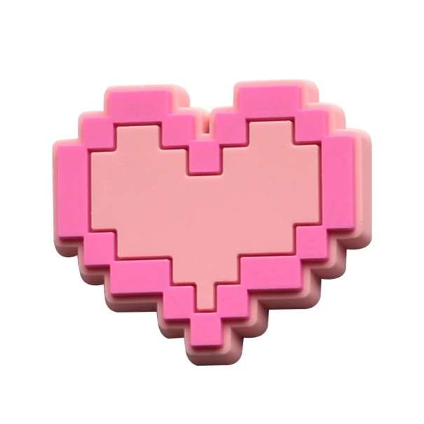 Pixel szív dekoráció nazouvákokhoz 2–3 cm PVC rózsaszín dísz lyukacsos cipőkhöz lábbeli kiegészítő stílusos dekoráció 1