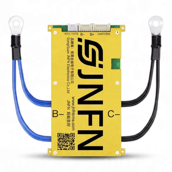 Placa BMS com balanceamento JNFN S Bluetooth 4S 60 A Entradas NTC Para Li-ion LiFePO4 LTO e Na-ion Amarela Para bicicletas elétricas e trotinetes 1