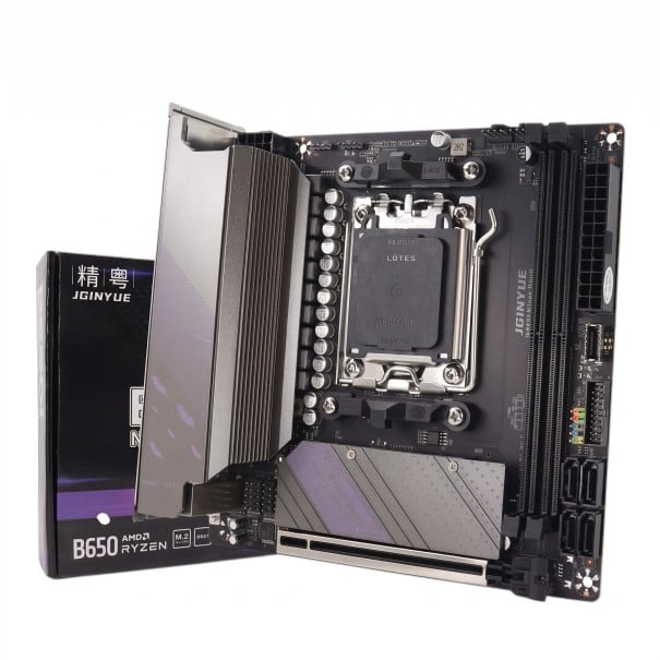 Placă de bază 17 x 17 cm ITX cu socket AM5 și chipset B650 pentru AMD Ryzen 7000 cu DDR5 de până la 96 GB 2x M.2 NVMe PCIe 4.0 și LAN de 2,5 Gb neagră 1