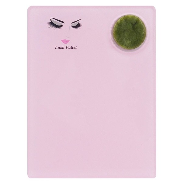 Placa de palete de jade acrílica para pestanas 12 x 9 x 0,6 cm Suporte de extensão para pestanas Base de cosmética para cola Ferramenta de maquilhagem rosa