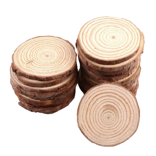 Placas de madeira natural 5 pcs Ø 6–7 cm Espessura 0,5 cm Bases de madeira para decorações Artesanato Decoração de casamento 1