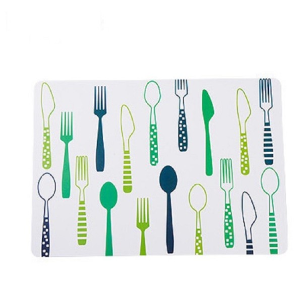 Placemat met bestekmotief 4 stuks groen