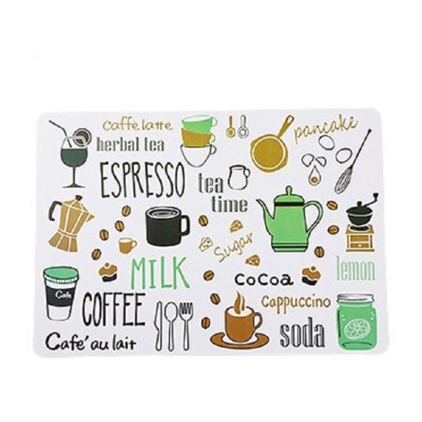 Placemats met koffiethema, 4 stuks groen