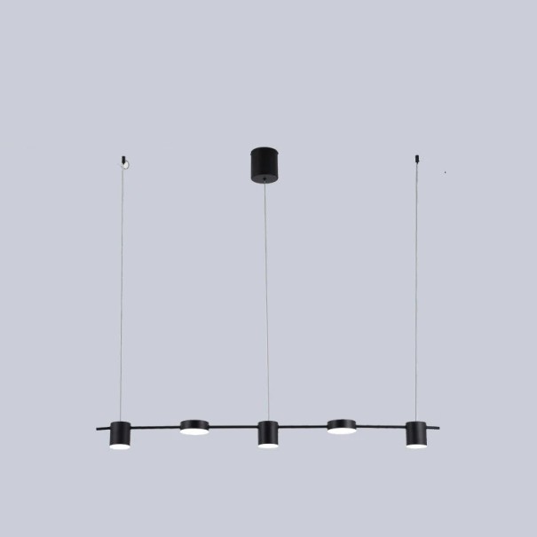 Plafonnier à cinq points avec suspension réglable et lumière blanche chaude Lustre LED moderne avec interrupteur mural Éclairage 8-12 m² noir