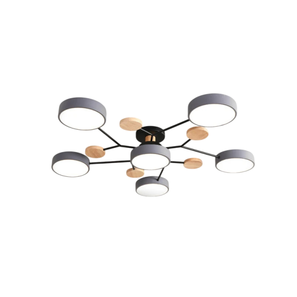 Plafonnier LED avec 6 ampoules à puce Lumière blanche chaude 48W Lustre moderne Éclairage 4320 lm Luminaire intérieur 14x89 cm Couverture 15-20 m² gris