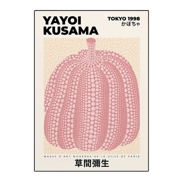 Plagát na stenu červená tekvica Yayoi Kusama štýl 50 x 75 cm tlač na plátno mäkký plagát bez rámu dekorácia do interiéru 1