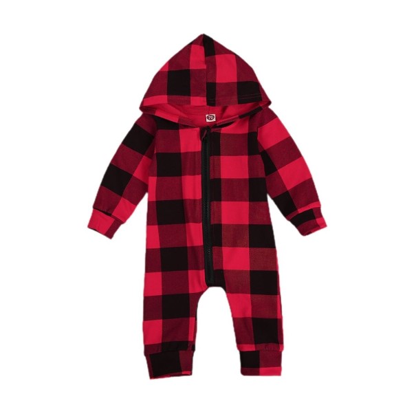 Plaid-Overall für Kleinkinder T2717 rot 0-6 Monate