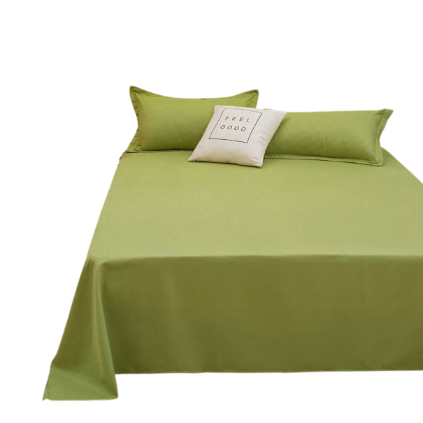 Plain bed sheet without elastic 150 x 230 cm Smooth surface for everyday use Student accommodation green