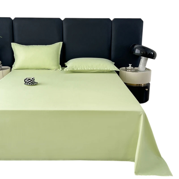 Plain Fitted Sheet Without Elastic 220 x 230 cm Smooth Surface for Everyday Use Student Accommodation light green
