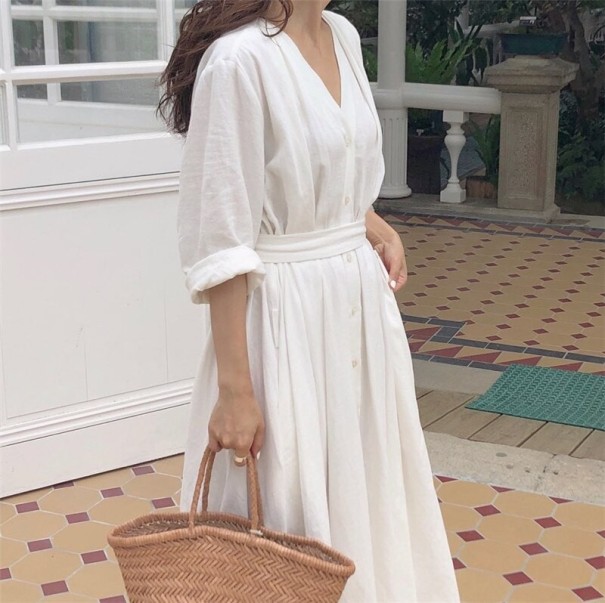 Plain Shirt Dress white
