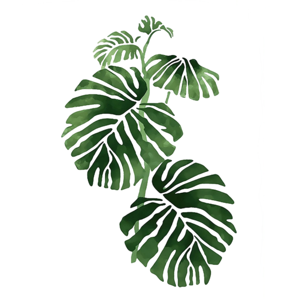 Plakát dominant pe perete cu frunze de monstera, motiv natural tropical 40 × 60 cm, print pe pânză, nuanțe de verde, fără ramă, decorare