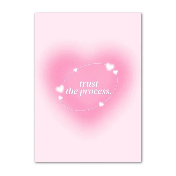 Plakát pe perete cu motiv de inimă și citat 20 x 30 cm imprimat pe pânză decor roz fără ramă decorare interioară 1